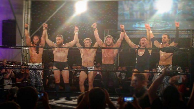 The Elite and The British Strong Style following their match at Fight Club Pro